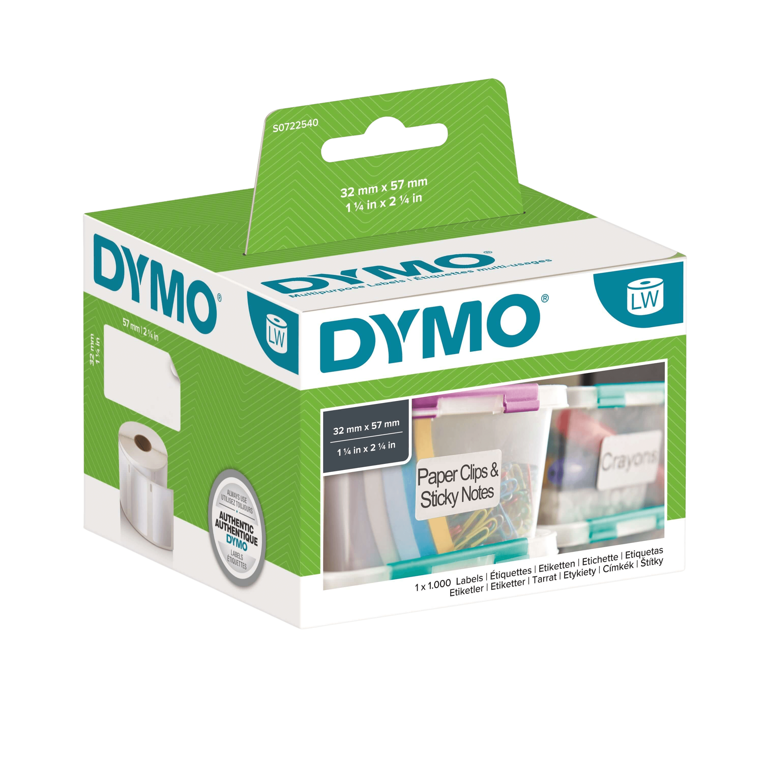 PixoJet Dymo S0722540 11354 32 x 57, 1000 stk. Hvid universaletiket