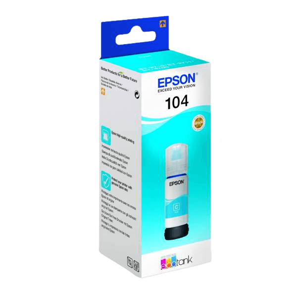 Epson Original 104 C13T00P240 cyan Blæk refill | Indhold: 65 ml.