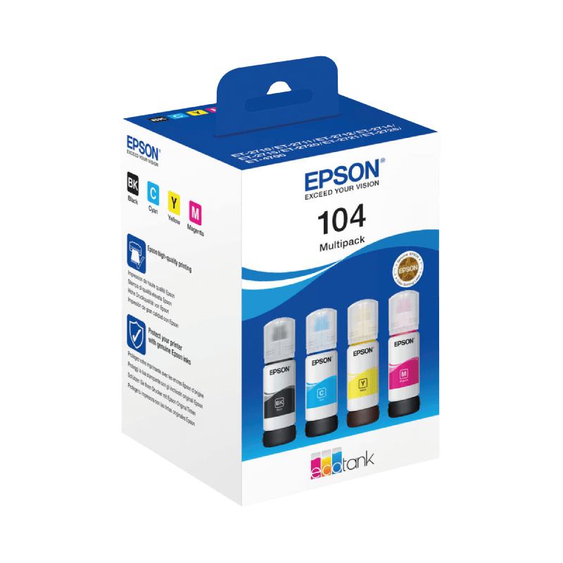 Epson Original 104 C13T00P640 CMYK rabatpakke | Indhold: 4 x 65 ml.