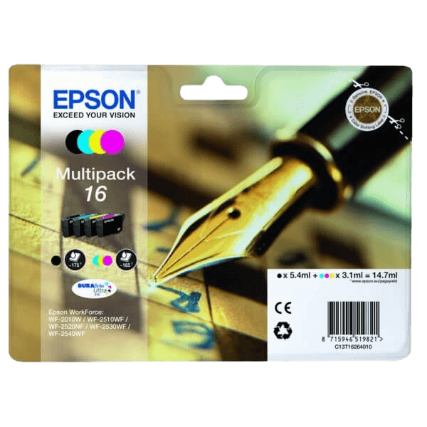 Epson Original 16 C13T16264012 CMYK rabatpakke | Indhold: 1 x 5,4 + 3 x 3,1 ml.