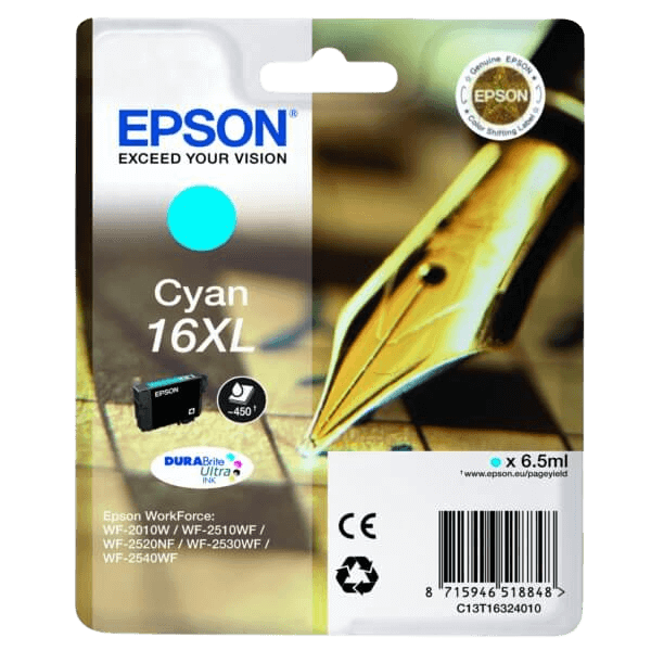 Epson Original 16 C13T16324012 XL cyan blækpatron | Indhold: 6,5 ml.