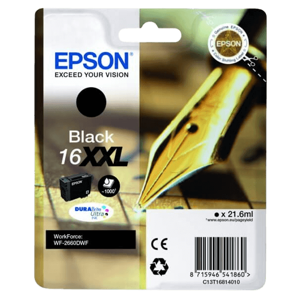Epson Original 16 C13T16814012 XXL sort blækpatron | Indhold: 21,6 ml.