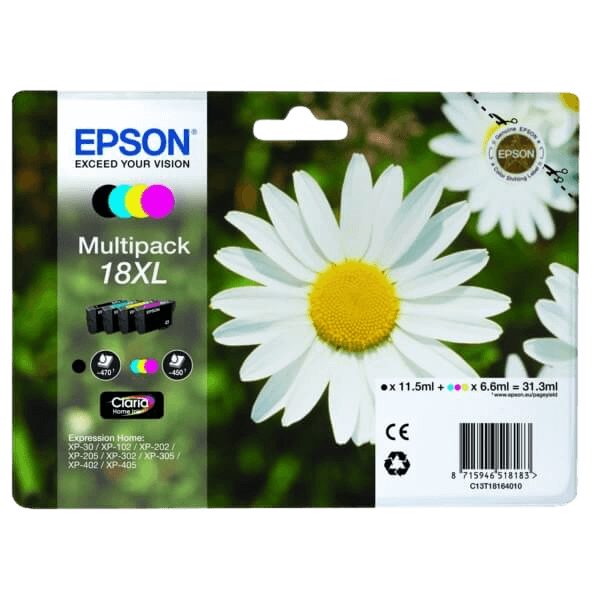 Epson Original 18 C13T18164012 XL CMYK rabatpakke | Indhold: 31,3 ml.