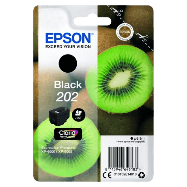 Epson Original 202 C13T02E14010 sort blækpatron | Indhold: 6,9 ml.