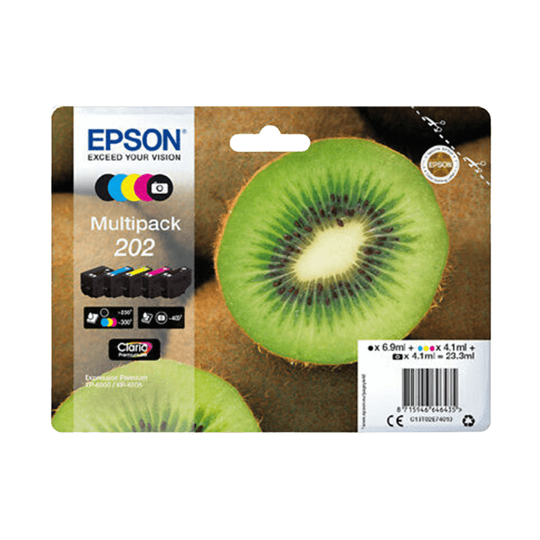 Epson Original 202 C13T02E74010 CMYK rabatpakke | Indhold: 6,9 + 4 x 4,1 ml.