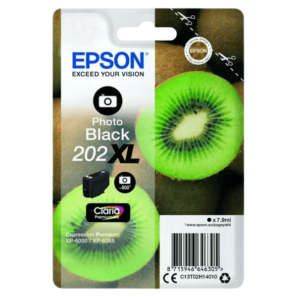 Epson Original 202 C13T02H14010 XL foto sort blækpatron | Indhold: 7,9 ml.