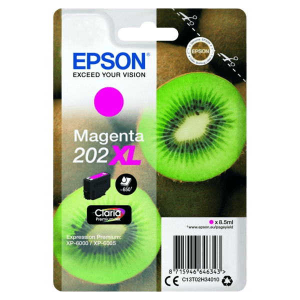 Epson Original 202 C13T02H34010 XL magenta blækpatron | Indhold: 650 sider