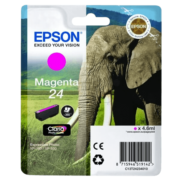 Epson Original 24 C13T24234012 magenta blækpatron | Indhold: 4,6 ml.