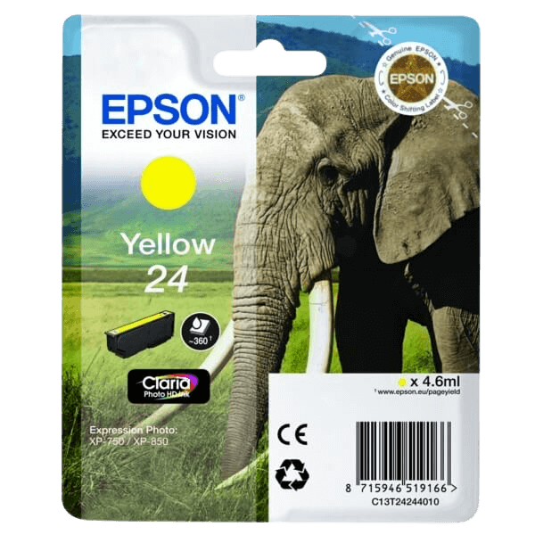 Epson Original 24 C13T24244012 gul blækpatron | Indhold: 4,6 ml.