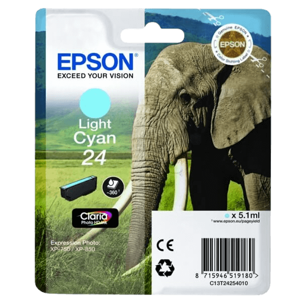 Epson Original 24 C13T24254012 lys cyan blækpatron | Indhold: 4,6 ml.