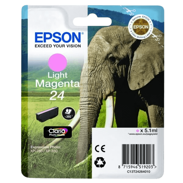 Epson Original 24 C13T24264012 lys magenta blækpatron | Indhold: 4,6 ml.