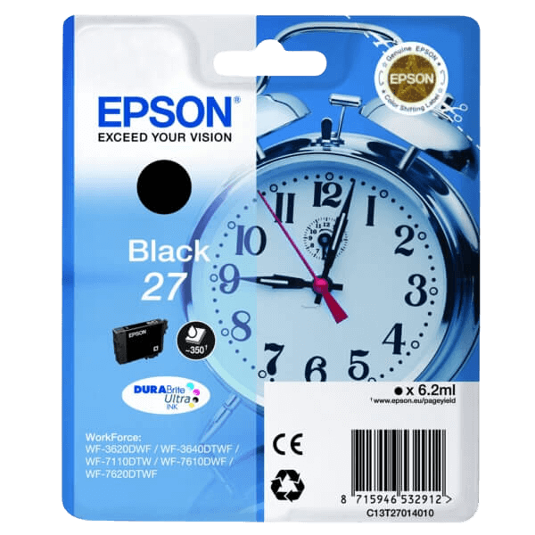 Epson Original 27 C13T27014012 sort blækpatron | Indhold: 6.2 ml.