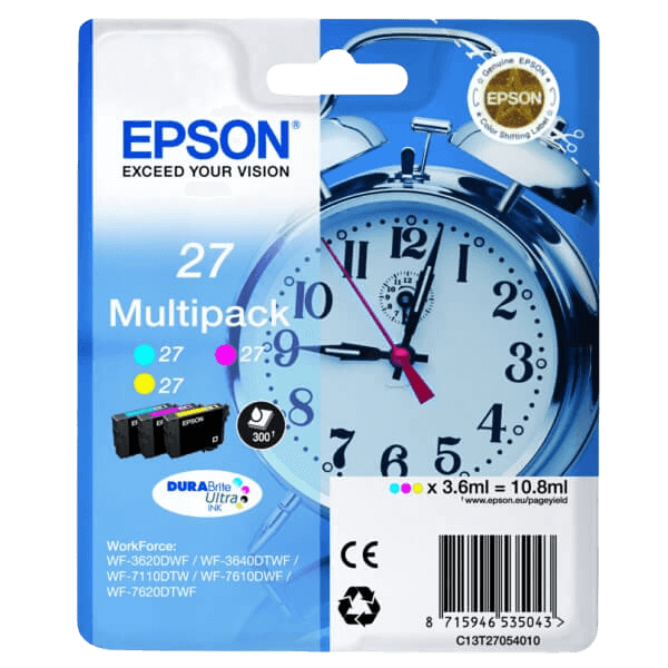 Epson Original 27 C13T27054012 3 farver i én rabatpakke | Indhold: 10.8 ml.