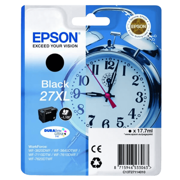 Epson Original 27 C13T27114012 XL sort blækpatron | Indhold: 17.7 ml.