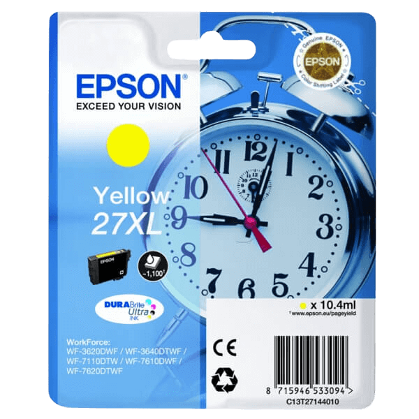 Epson Original 27 C13T27144012 XL gul blækpatron | Indhold: 10.4 ml.