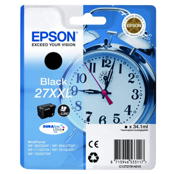 Epson Original 27 C13T27914012 XXL sort blækpatron | Indhold: 34.1 ml.