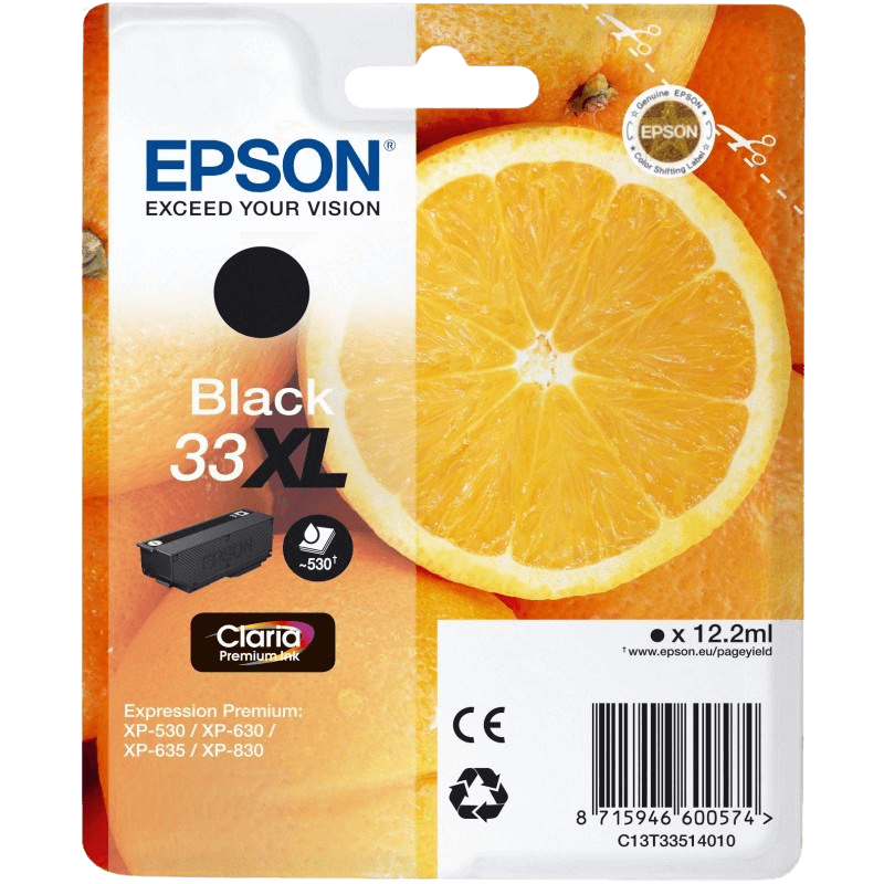 Epson Original 33 C13T33514012 XL sort blækpatron | Indhold: 12,2 ml.