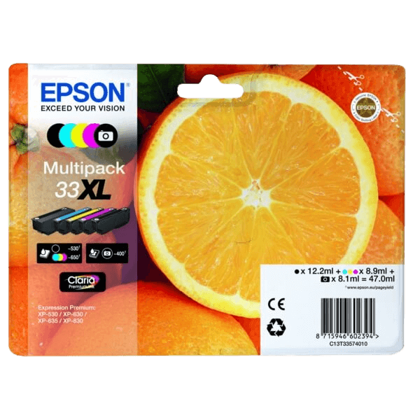 Epson Original 33XL C13T33574011 CMYK rabatpakke | Indhold: 47 ml.
