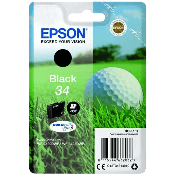 Epson Original 34 C13T34614010 sort blækpatron | Indhold: 6,1 ml.