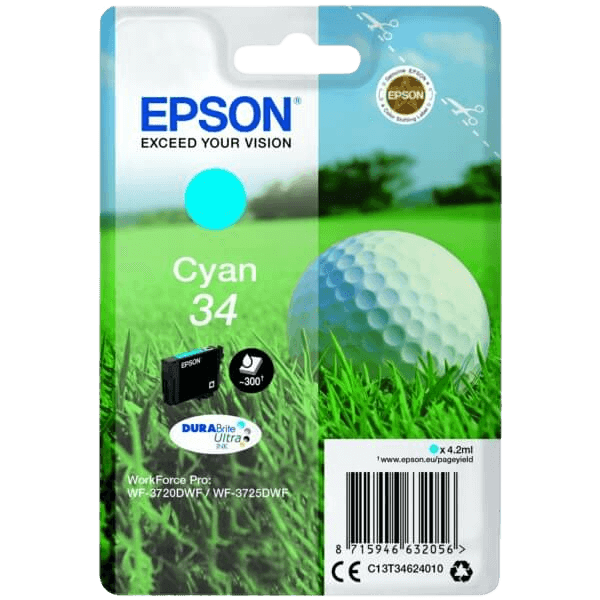 Epson Original 34 C13T34624010 cyan blækpatron | Indhold: 4,2 ml.