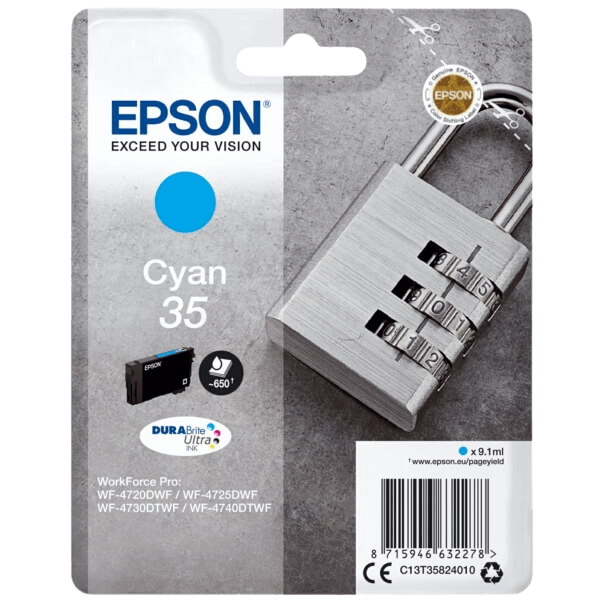 Epson Original 35 C13T35824010 cyan blækpatron | Indhold: 9,1 ml.