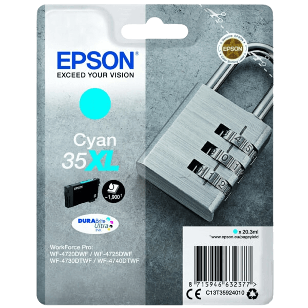 Epson Original 35 C13T35924010 XL cyan blækpatron | Indhold: 20,3 ml.