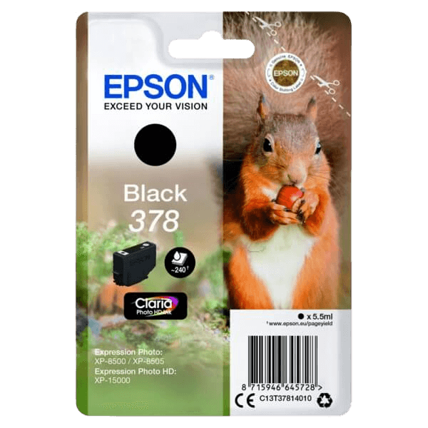 Epson Original 378 C13T37814010 sort blækpatron | Indhold: 5 ml.