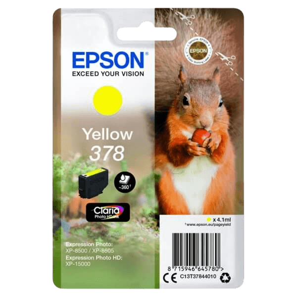 Epson Original 378 C13T37844010 gul blækpatron | Indhold: 4,1 ml.