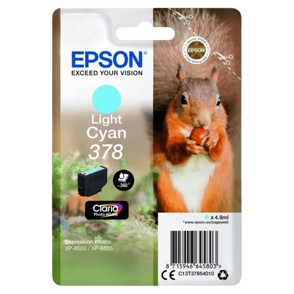 Epson Original 378 C13T37854010 lys cyan blækpatron | Indhold: 4,8 ml.