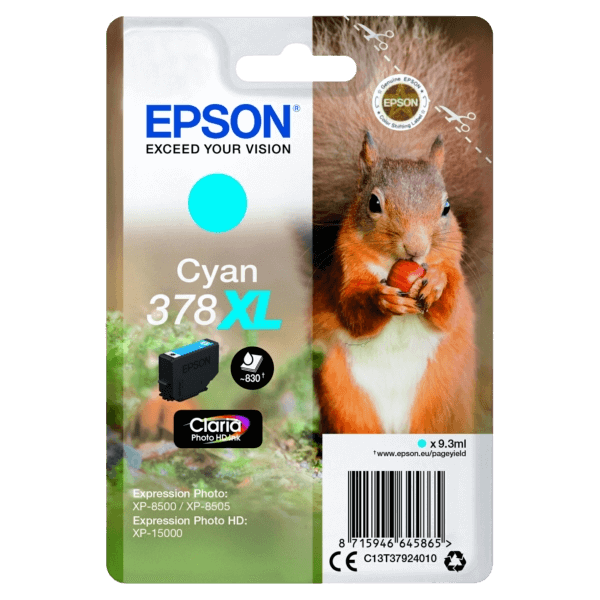 Epson Original 378 C13T37924010 XL lys cyan blækpatron | Indhold: 830 sider