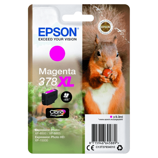 Epson Original 378 C13T37934010 XL magenta blækpatron | Indhold: 830 sider