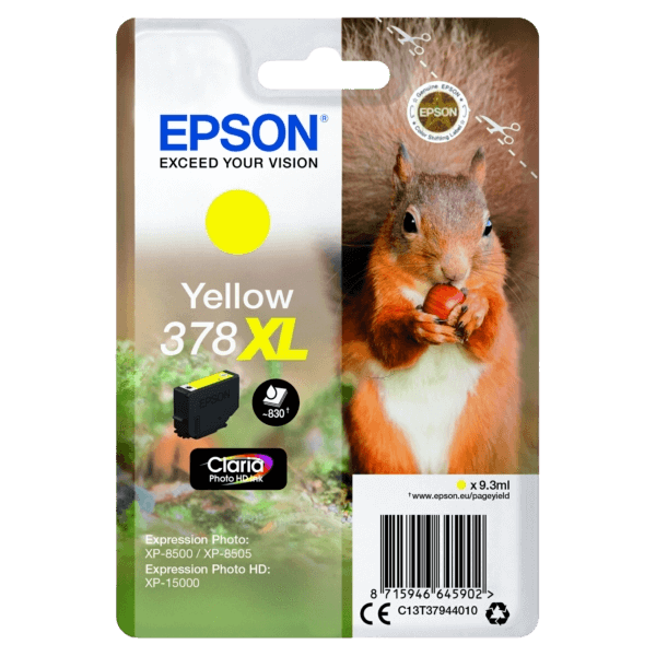 Epson Original 378 C13T37944010 XL gul blækpatron | Indhold: 830 sider