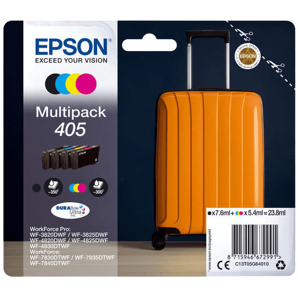 Epson Original 405 C13T05G64010 CMYK rabatpakke | Indhold: 1x 7.6 + 3x 5,4 ml.