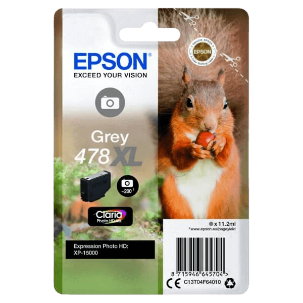 Epson Original 478 C13T04F64010 XL grå blækpatron | Indhold: 11,2 ml.