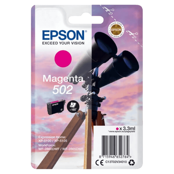 Epson Original 502M C13T02V34010 magenta blækpatron | Indhold: 3,3 ml.