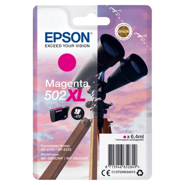 Epson Original 502XLM C13T02W34010 magenta blækpatron | Indhold: 470 sider