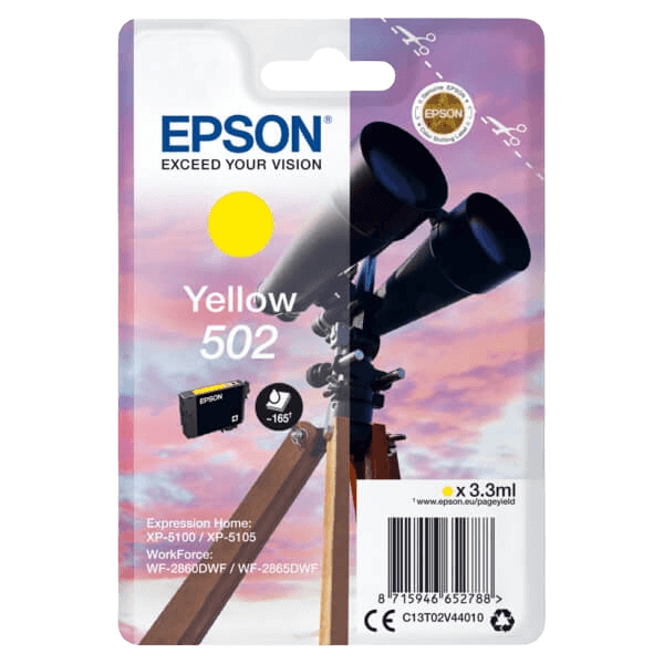 Epson Original 502Y C13T02V44010 gul blækpatron | Indhold: 3,3 ml.