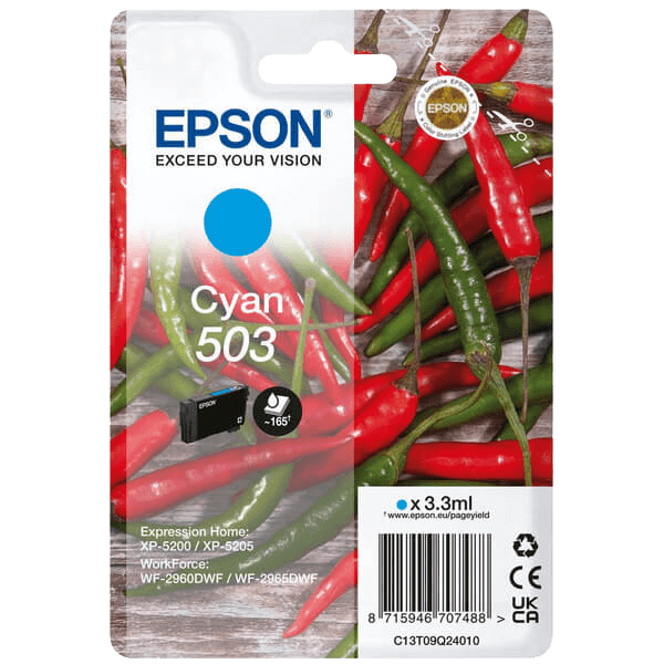 Epson Original 503C C13T09Q24010 cyan blækpatron | Indhold: 3,3 ml.