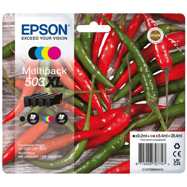 Epson Original 503XL C13T09R64010 CMYK rabatpakke | Indhold: 9,2 + 3x 6,4 ml.