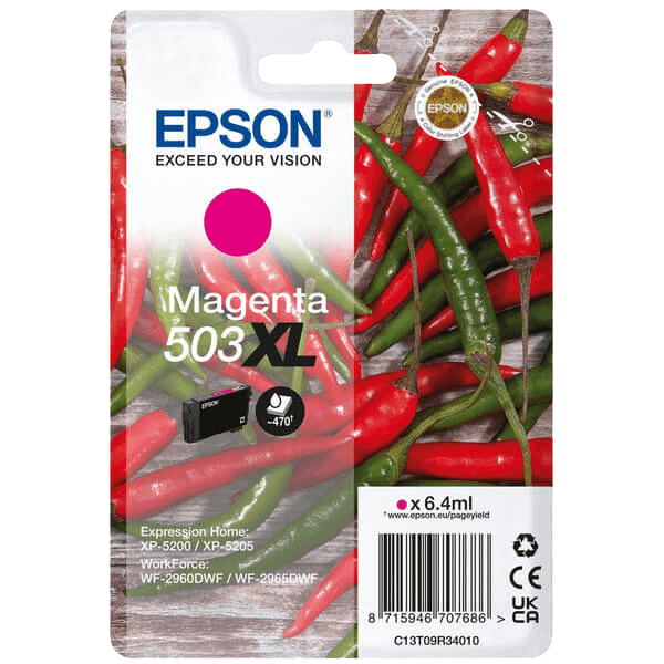 Epson Original 503XLM C13T09R34010 magenta blækpatron | Indhold: 6,4 ml.