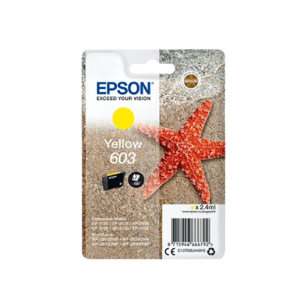 Epson Original 603 C13T03U44010 gul blækpatron | Indhold: 2,4 ml.