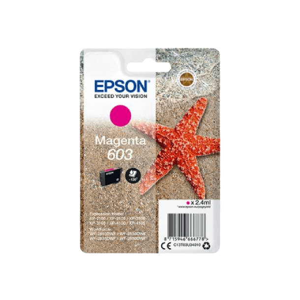 Epson Original 603 C13T03U34010 magenta blækpatron | Indhold: 2,4 ml.