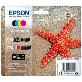 Epson Original 603XL/603 C13T03A94010 CMYK rabatpakke | Indhold: 8,9 + 3x2,4 ml.
