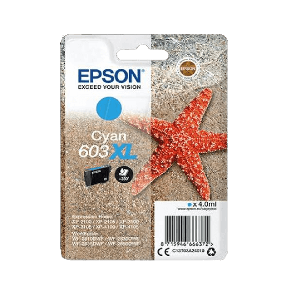 Epson Original 603XL C13T03A24010 cyan blækpatron | Indhold: 4 ml.