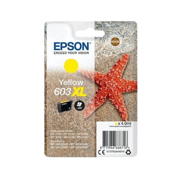 Epson Original 603XL C13T03A44010 gul blækpatron | Indhold: 4 ml.