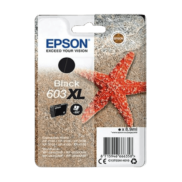 Epson Original 603XL C13T03A14010 sort blækpatron | Indhold: 8,9 ml.