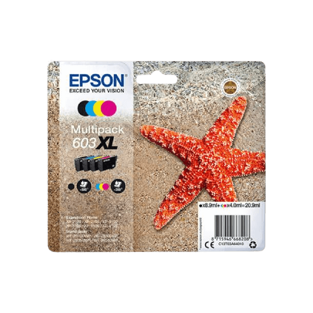 Epson Original 603XL C13T03A64010 CMYK rabatpakke | Indhold: 8,9 + 3x4 ml.