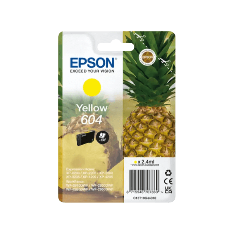 Epson Original 604 C13T10G44010 gul blækpatron | Indhold: 2,4 ml.