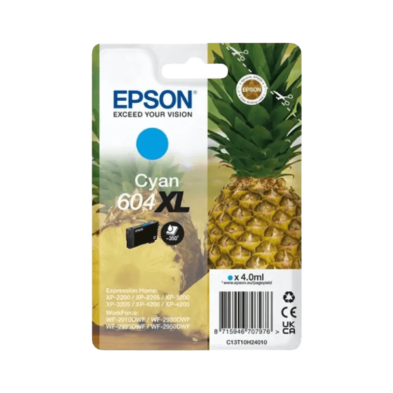 Epson Original 604XL C13T10H24010 cyan blækpatron | Indhold: 4 ml.