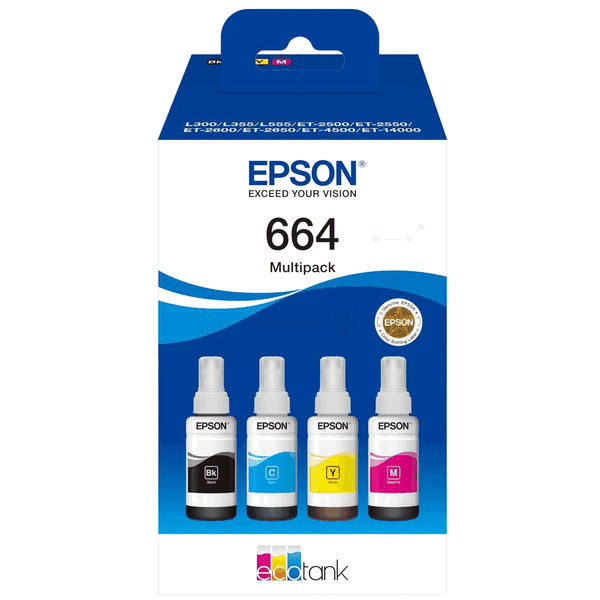 Epson Original 664 C13T664640 CMYK rabatpakke | Indhold: 4 x 70 ml.
